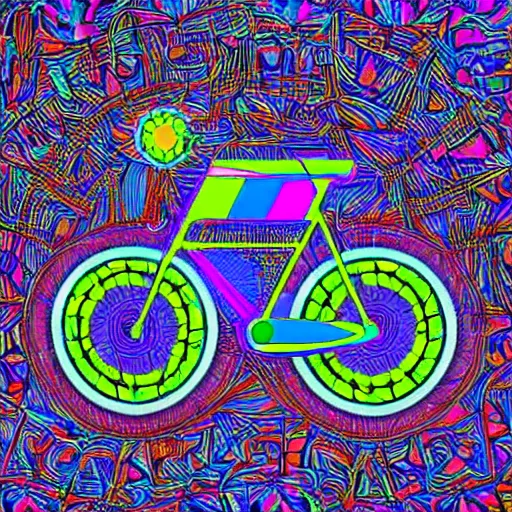 Image similar to psychedelic bicycle, grid art