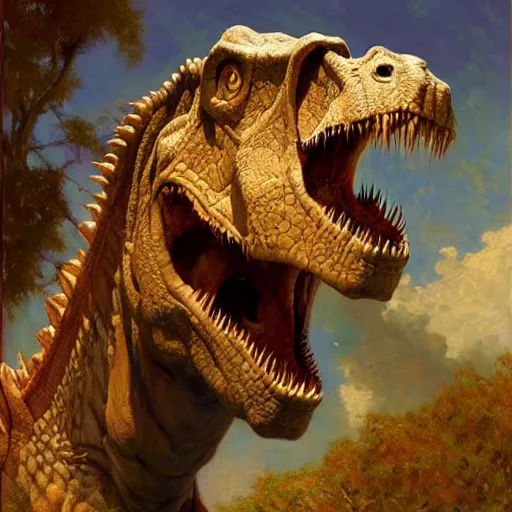 Image similar to a portrait of denver the last dinosaur. highly detailed painting by gaston bussiere, craig mullins, j. c. leyendecker, furry