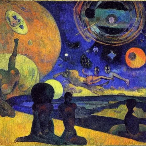 Prompt: Liminal space in outer space by Paul Gauguin