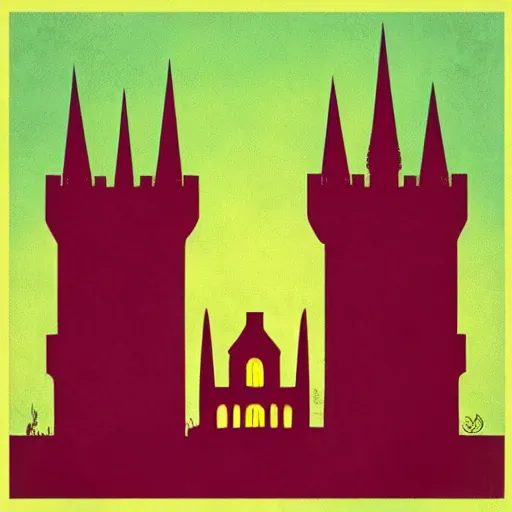 Image similar to beautiful gothic castle landscape in the style of Pop art