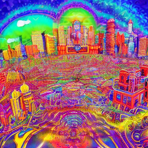 Image similar to psychedelic city,