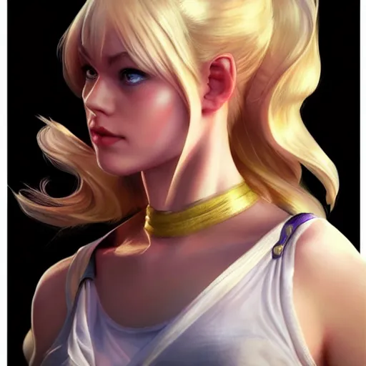 Image similar to gwen stacy as a street fighter character, cg animation, capcom, realistic, character select portrait, by artgerm, greg rutkowski, alphonse mucha, 3 d