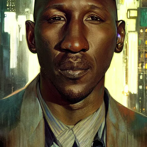 Prompt: mahershala ali, hyperrealistic portrait, bladerunner street, art of elysium by jeremy mann and alphonse mucha, fantasy art, photo realistic, dynamic lighting, artstation, poster, volumetric lighting, very detailed face, 4 k, award winning