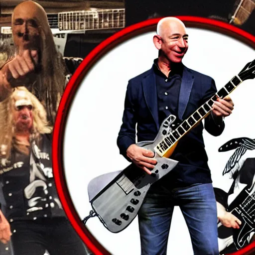 Image similar to jeff bezos as a heavy metal guitarist