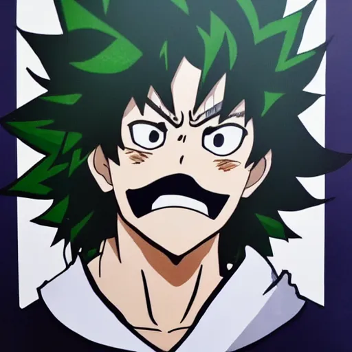 Prompt: high quality portrait of Izuku Midoriya winking