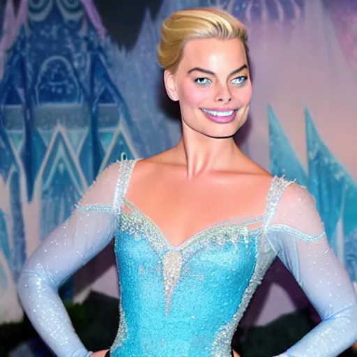 Image similar to margot robbie as elsa from frozen