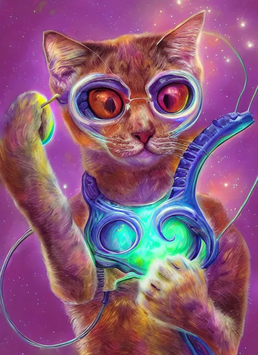 Prompt: cat seahorse fursona wearing headphones, autistic bisexual graphic designer, hairy attractive androgynous humanoid, coherent detailed character design, weirdcore voidpunk digital art by delphin enjolras, wlop, louis wain, furaffinity, cgsociety, trending on deviantart