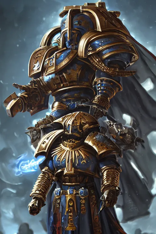 Image similar to armor portrait heros warhammer 4 0 k horus heresy fanart - the primarchs emperor by johannes helgeson animated with vfx concept artist & illustrator global illumination ray tracing hdr fanart arstation zbrush central hardmesh 8 k octane renderer comics stylized