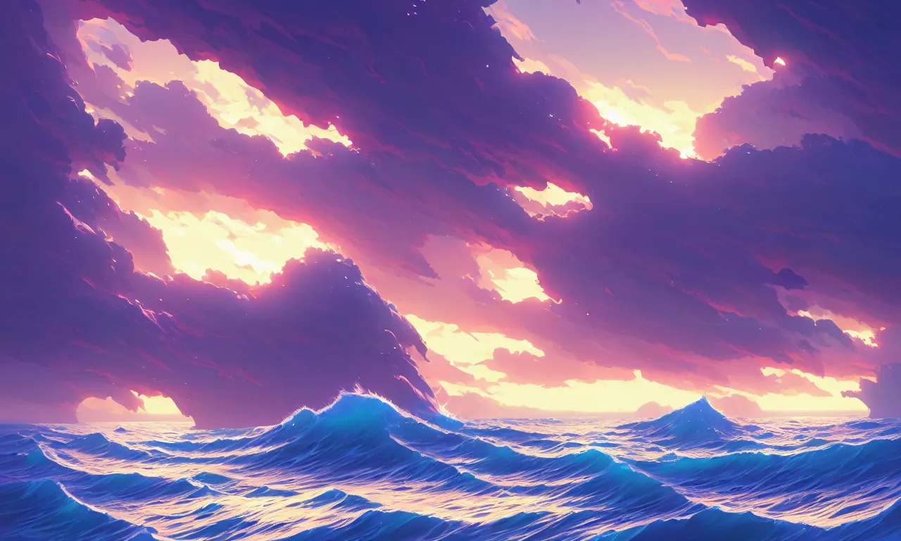 Image similar to stormy ocean, behance hd by Jesper Ejsing, by RHADS, Makoto Shinkai and Lois van baarle, ilya kuvshinov, rossdraws global illumination