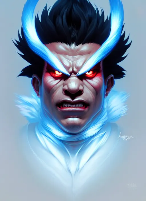 Image similar to symmetry!! portrait of akuma, street fighter, global illumination!! intricate, elegant, highly detailed, digital painting, artstation, concept art, smooth, sharp focus, illustration, art by artgerm and greg rutkowski and alphonse mucha