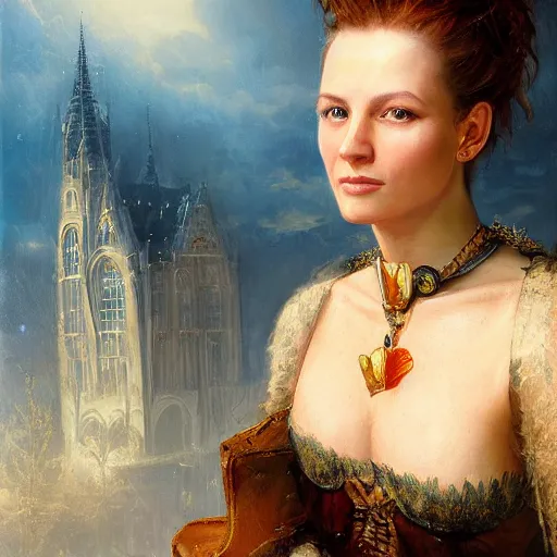 Prompt: portrait of a belgian woman ( 3 5 ) from belgium in 2 0 2 1, an oil painting by ross tran and thomas kincade