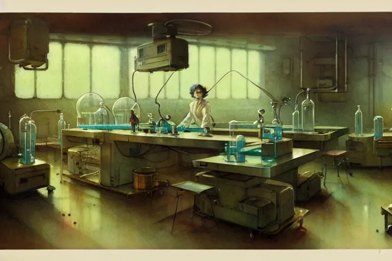 Image similar to ( ( ( ( ( 1 9 5 0 s retro science fiction laboratory interior scene. muted colors. ) ) ) ) ) by jean - baptiste monge!!!!!!!!!!!!!!!!!!!!!!!!!!!!!!