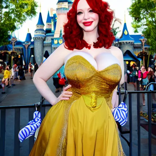 Image similar to christina hendricks in disney land,