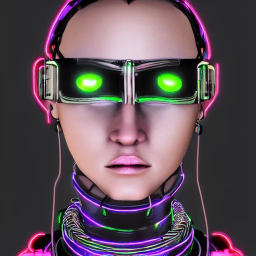 Image similar to detailed realistic cyberpunk female character cyberpunk wearing steel collar around neck, realistic, art, beautiful, 4K, collar, choker, collar around neck, punk, artstation, detailed, female, woman, choker, cyberpunk, neon, punk, collar, choker, collar around neck, thick collar, choker around neck, wearing choker, wearing collar, bright neon punk hair,