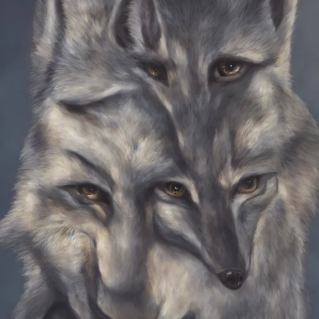 Image similar to oil painting of anthromorphic female wolf in style of zootopia female fursona furry furaffinity 4 k deviantart furry art fursona ar