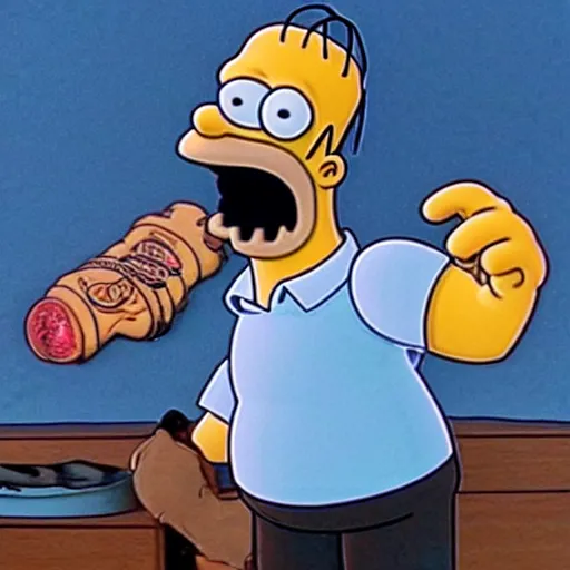 Prompt: Homer Simpson in John Carpenter’s The Thing