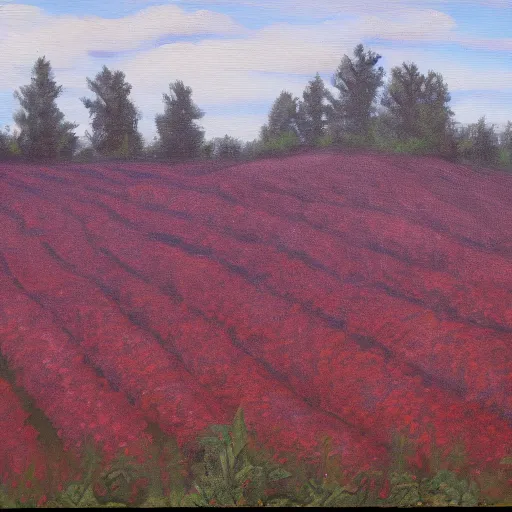 Image similar to a oil painting of a field of marijuana plants