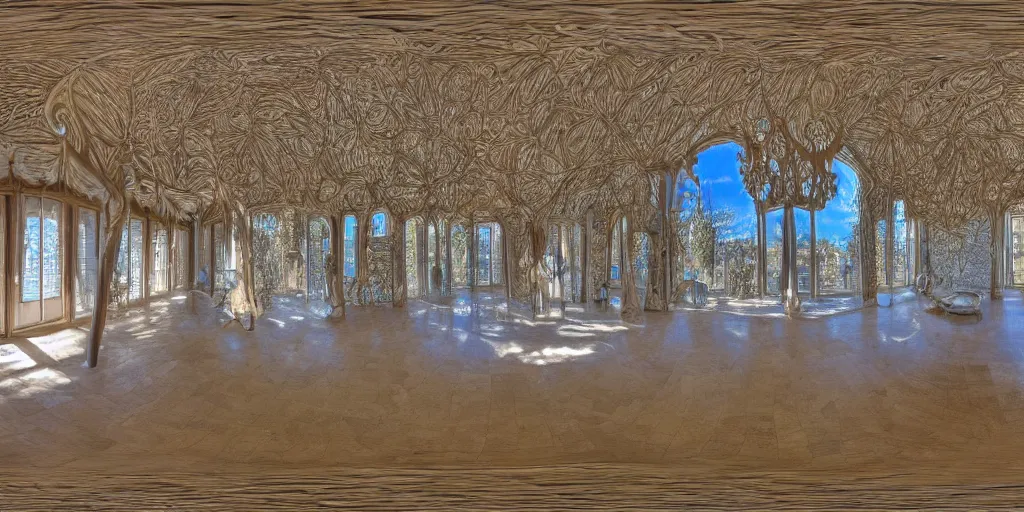 Image similar to equirectangular room by gaudi