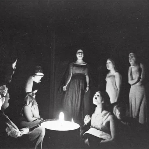 Image similar to a seance in a dark room, photo still