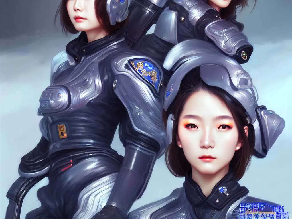 Image similar to portrait futuristic taiwan police uniform female, at future neon light rooftop, ssci - fi and fantasy, intricate and very very beautiful and elegant, highly detailed, digital painting, artstation, concept art, smooth and sharp focus, illustration, art by tan zi and ayanamikodon and alphonse mucha and wlop