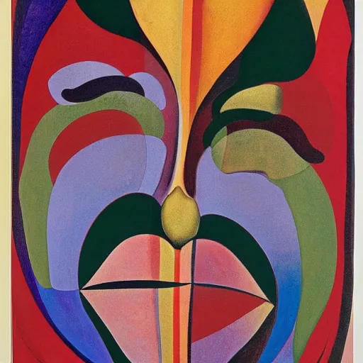 Image similar to floral face portrait by leonetto cappiello and wojciech siudmak and ernst fuchs, anni albers, oil on canvas