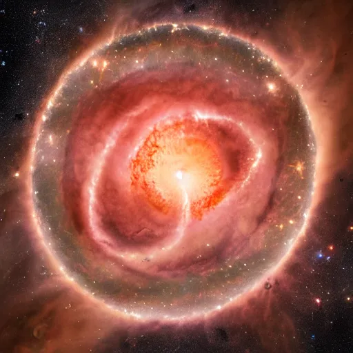 Image similar to hubble image of army of planets in galactic maelstrom, fire, vray, 5 5 mm