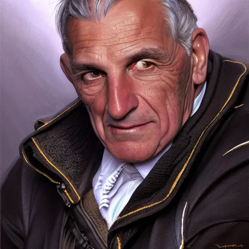 Prompt: 2005 portrait of former hockey player and coach Lou Vairo, fantasy, intricate, elegant, highly detailed, digital painting, artstation, concept art, smooth, sharp focus, luxury fashion illustration, art by artgerm and greg rutkowski and alphonse mucha, brightly lit cinematic soft lighting, photorealistic