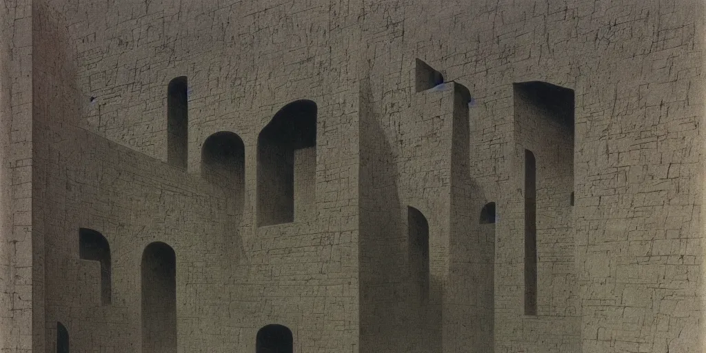 Prompt: confusing architecture painted by zdzisław beksinski