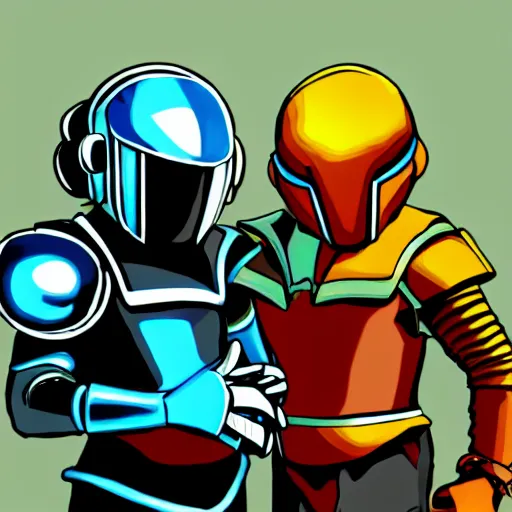 Image similar to shovel knight as daft punk, realist, digital art