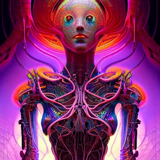 Image similar to extremely psychedelic beautiful brutalist cyborg organism infected by night. intricate, elegant, highly detailed, extremely lifelike photorealistic digital painting, artstation. steichen, gaston bussiere, tom bagshaw, brutalist cyberpunk alphonse mucha. elegant minimalism. anatomically correct vasculature. sharp focus. surreal lush cosmic hallucination