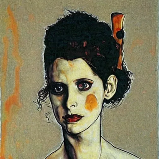 Image similar to sarah michelle gellar as buffy the vampire slayer, egon schiele