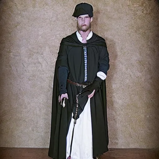 Prompt: 2 0 0 4 photograph, medieval inspired mens fashion