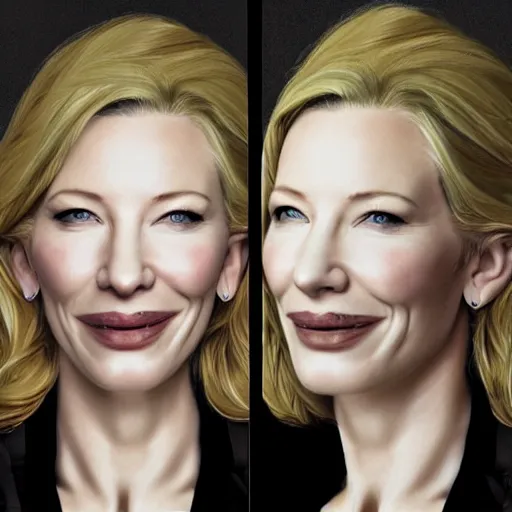 Image similar to graffiti of cate blanchett, photorealism,