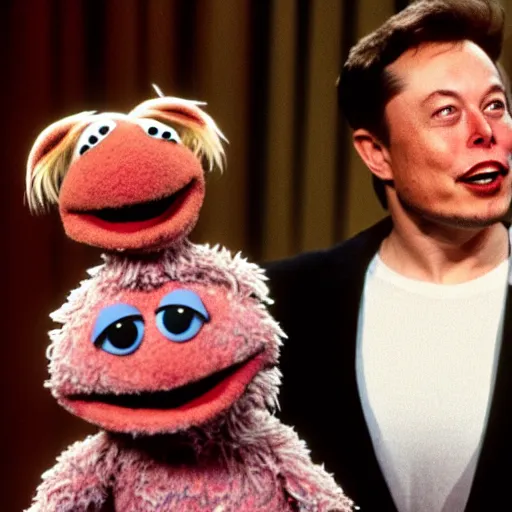 Prompt: elon musk as a muppet on the muppet show 1 9 9 0