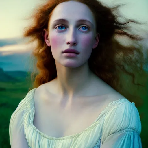 Prompt: photographic portrait of a stunningly beautiful renaissance pre raphaelite female in soft dreamy light at sunset, contemporary fashion shoot, by edward robert hughes, annie leibovitz and steve mccurry, david lazar, jimmy nelsson, breathtaking, 8 k resolution, extremely detailed, beautiful, establishing shot, artistic, hyperrealistic, beautiful face, octane render