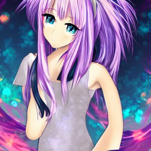 Image similar to anime girl with tourmaline hair