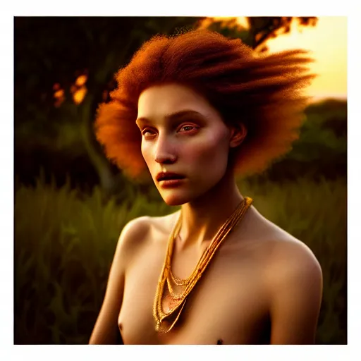 Prompt: photographic portrait of a stunningly beautiful renaissance tribal female in soft dreamy light at sunset, contemporary fashion shoot, by edward robert hughes, annie leibovitz and steve mccurry, david lazar, jimmy nelsson, breathtaking, 8 k resolution, extremely detailed, beautiful, establishing shot, artistic, hyperrealistic, beautiful face, octane render