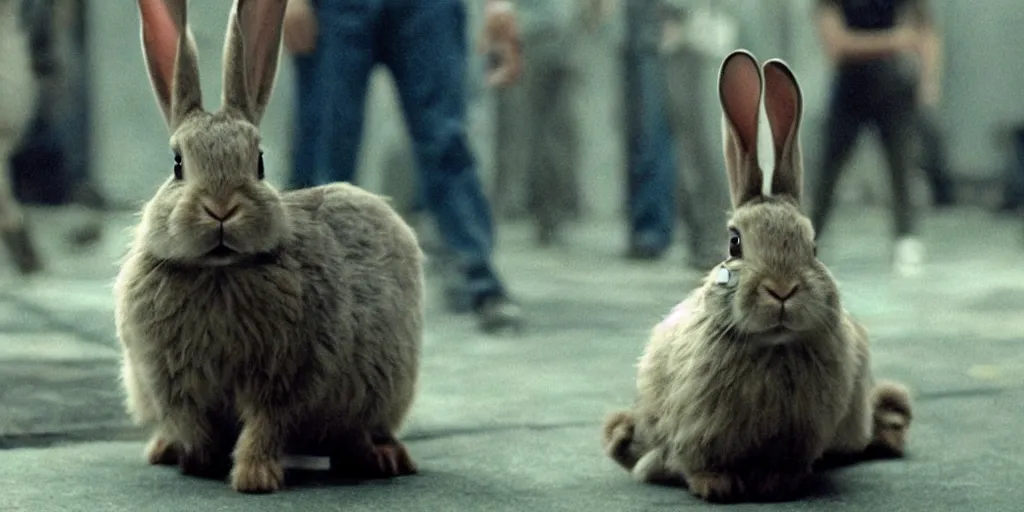 Image similar to a rabbit in the movie fight club, screenshot