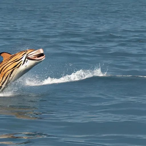 Prompt: a tiger dolphin