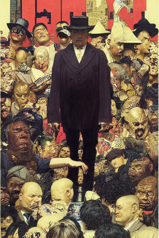 Image similar to full length portrait of huge akebono taro as marvel's kingpin dressed as gangster, new york, painted by lawrence alma tadema, zdzislaw beksinski, norman rockwell, jack kirby, tom lovell, greg staples