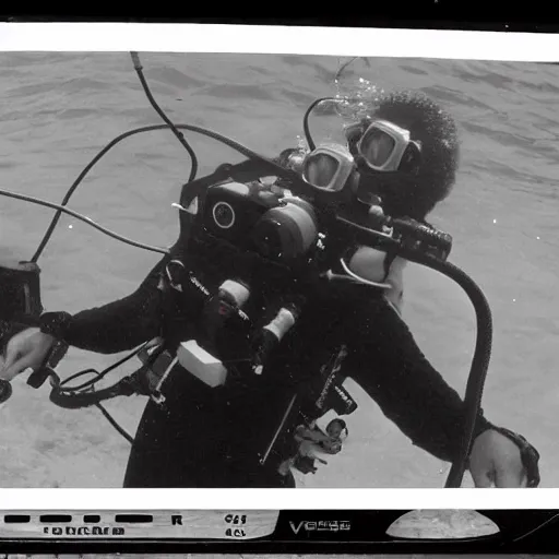 Image similar to 1 9 7 0 s vrc tape underwater rov footage, donald trump
