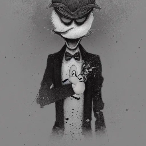 Image similar to michael karcz grunge drawing of donald duck. , in the style of corpse bride, loony toons style, horror themed, detailed, elegant, intricate, trending on artstation, 4k