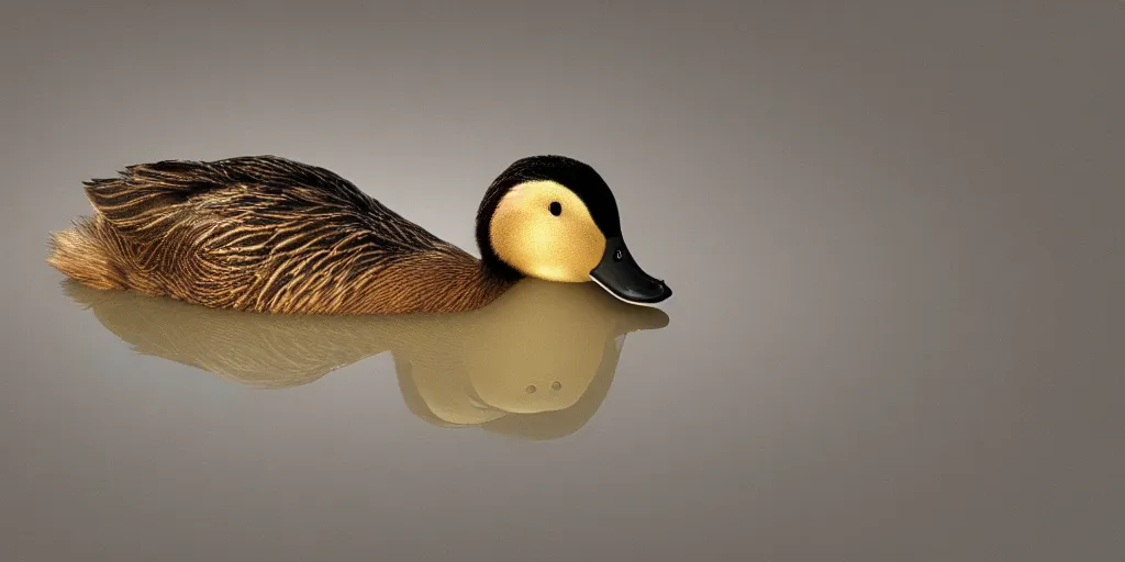 Prompt: A cute duck, realistic, close up, ambient lighting, ultra high detail.