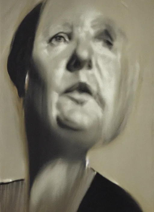 Image similar to close - up portrait of angela merkel by sarah moon,