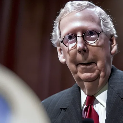 Image similar to mitch mcconnell taking a huge bong rip, ap press photo