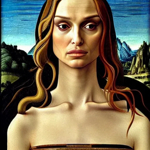 Prompt: natalie portman as gollum, elegant portrait by sandro botticelli, detailed, symmetrical, intricate