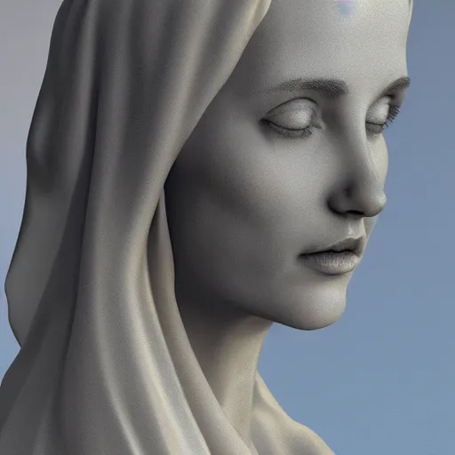 Image similar to a marble sculpture of the veiled virgin, subsurface scattering, !face, !female, physically based rendering, photo realistic, top light , dark background