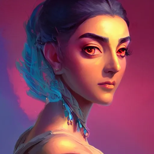 Image similar to portrait of a beautiful woman, maya ali mage, gloomhaven, dynamic lighting, gaudy colors, octane render aesthetic, matte painting concept art, official fanart behance hd artstation by jesper ejsing, by rhads and makoto shinkai and lois van baarle and ilya kuvshinov and rossdraws