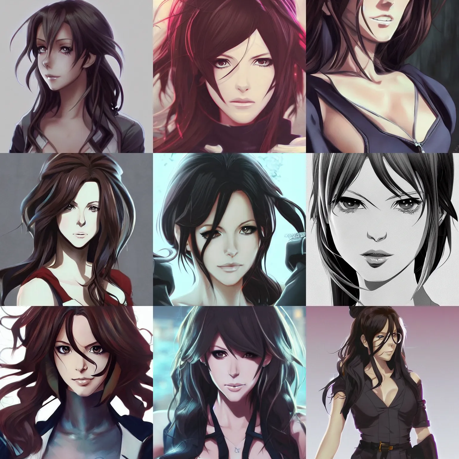 Prompt: an anime-style image of kate beckinsale, high quality, artstation, pinterest, concept art, detailed, HD