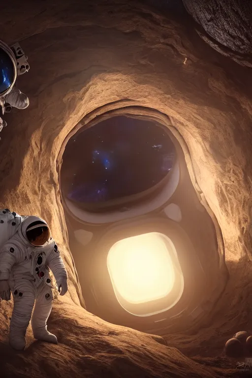 Image similar to three astronaut in flying saucer traveling through worm hole, cinematic lighting, hyperdetailed, 8 k realistic, symmetrical, global illumination, radiant light, love and mercy, frostbite 3 engine, cryengine, doff, trending on artstation, digital art, crepuscular ray